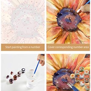 Slody Paint by Number for Adults DIY Flowers Oil Numbers Painting on Canvas Sunflower Acrylic Drawing Paintwork Art Crafts Without Frame,16x20 Inch