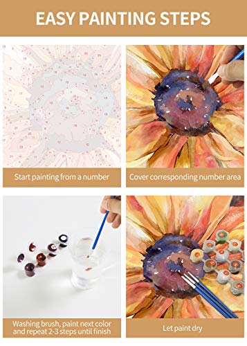 Slody Paint by Number for Adults DIY Flowers Oil Numbers Painting on Canvas Sunflower Acrylic Drawing Paintwork Art Crafts Without Frame,16x20 Inch