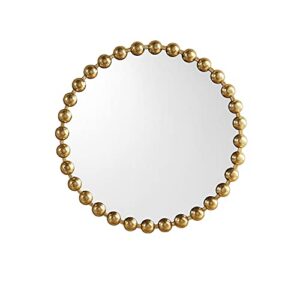 madison park signature wall décor marlowe metal spherical frame round mirror for living room - home accent, ready to hang bedroom decoration, 27" diameter, gold