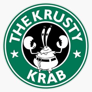 the krusty krab coffee parody sticker vinyl bumper sticker decal high quality waterproof 5"