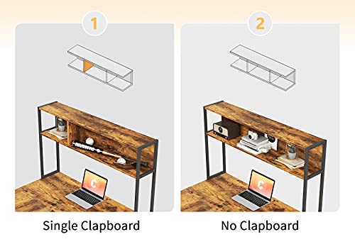 Cubiker L-Shaped Desk with Hutch, 60" Corner Computer Desk, Home Office Gaming Table with Storage Shelves, Space-Saving, Rustic Brown