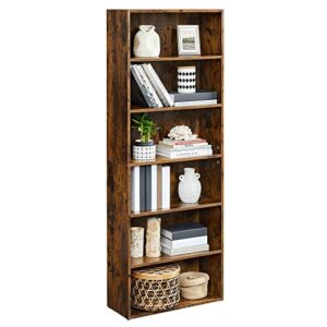 VASAGLE Bookshelf, 6-Tier Open Bookcase with Adjustable Storage Shelves, Floor Standing Unit, Rustic Brown ULBC166X01