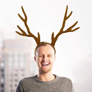 MR.FOAM Reindeer Antlers Headband, Antlers Headband Adult Deer Antlers Headband Women Reindeer Antlers Headband for Halloween Christmas and Easter Party (brown)