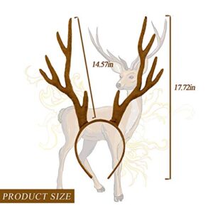 MR.FOAM Reindeer Antlers Headband, Antlers Headband Adult Deer Antlers Headband Women Reindeer Antlers Headband for Halloween Christmas and Easter Party (brown)