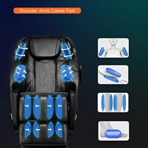 BestMassage Electric Shiatsu Zero Gravity Full Body Massage Chair Recliner with Built-in Heat Therapy Foot Roller Airbag Massage System Stretch Vibrating Wireless Bluetooth Speaker,Black