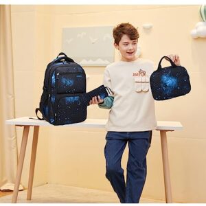 Galaxy School-Bag Backpack with Lunch-Bag for Boys Middle-School Elementary Bookbag