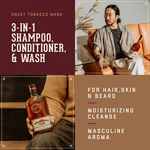 18.21 Man Made Original Sweet Tobacco 3-in-1 Body Wash, Shampoo, & Conditioner for Men, All Hair & Skin Types, Strengthens and Moisturizes in a Manly Aroma, 3.4 oz