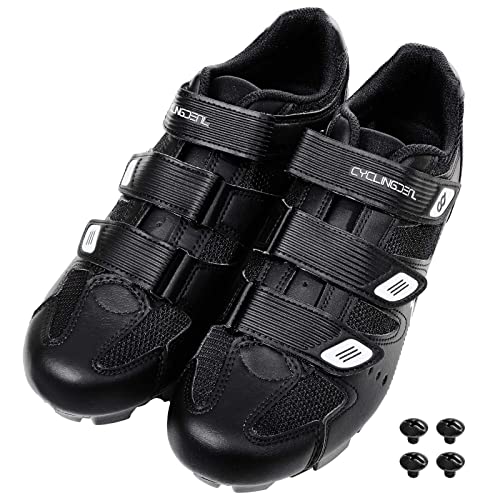 CyclingDeal Mountain Bicycle Bike Men's MTB Cycling Shoes Black Compatible with Shimano SPD and CrankBrothers Cleats | Size 46