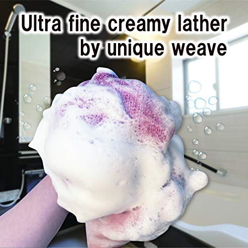 Extra Rough, Exfoliating Washcloth [Made in Japan] Exfoliating Towel Special Texture Makes Fluffy Foam Lather, Back Scrubber, Dead Skin Cell Remover [Loofah for Women and Men] Red