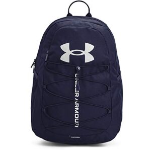 under armour adult hustle sport backpack , midnight navy (410)/metallic silver , one size fits all