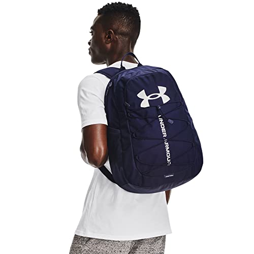 Under Armour Adult Hustle Sport Backpack , Midnight Navy (410)/Metallic Silver , One Size Fits All