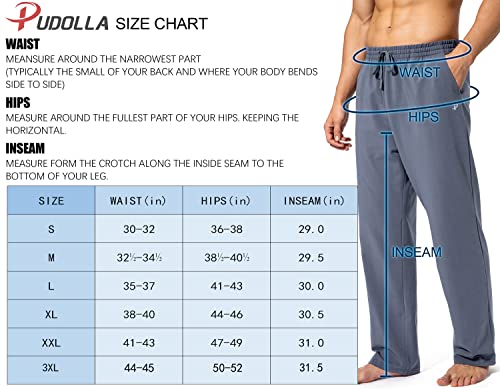 Pudolla Men's Cotton Yoga Sweatpants Athletic Lounge Pants Open Bottom Casual Jersey Pants for Men with Pockets (Charcoal Small)