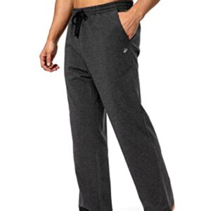 Pudolla Men's Cotton Yoga Sweatpants Athletic Lounge Pants Open Bottom Casual Jersey Pants for Men with Pockets (Charcoal Small)