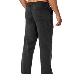Pudolla Men's Cotton Yoga Sweatpants Athletic Lounge Pants Open Bottom Casual Jersey Pants for Men with Pockets (Charcoal Small)