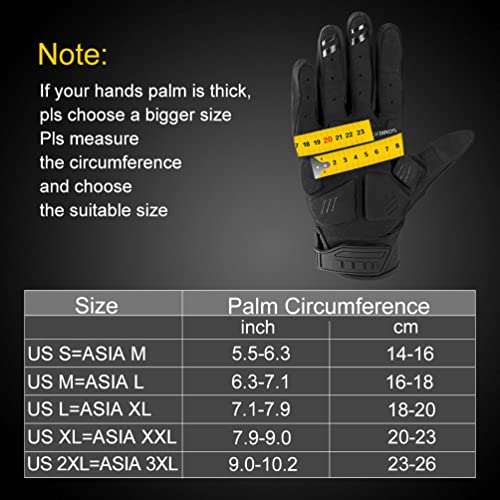 ROCKBROS Mountain Bike Gloves Dirt Bike Gloves Motorcycle Cycling Gloves with 6MM Gel Pad Touch Screen Knuckle Protection Gloves for BMX MX ATV MTB Racing Black-L