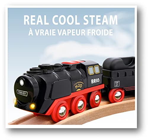 Brio World 33884 Battery-Operated Steaming Train | Toy Train with Light and Steam Effects for Kids Age 3 and Up, Black