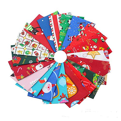 MoonyLI 100% Christmas Cotton Fabric Bundles DIY Craft Cotton Quilting Fabric Patchwork Christmas Theme Quilting Fabric Scrap Patchwork Precut Printed Fabric 8Pcs