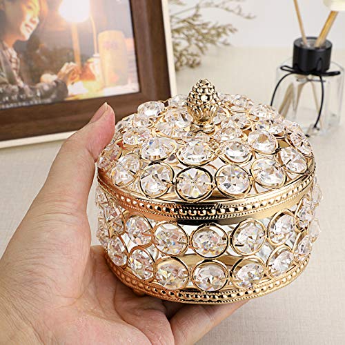 Hipiwe Crystal Mirrored Jewelry Box - Jewelry Trinket Organizer Treasure Box Home Decor Ring Earrings Necklace Storage Holder Chest Keepsake Box,Birthday Christmas Gift for Women Girls, Large