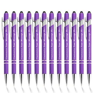 giftsdiy personalized pens with stylus,custom engraving ballpoint pens,imprinted with your logo or message for christmas, graduation and birthday,black ink,medium point (12, purple)