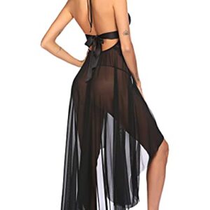 Avidlove Women Lingerie Deep V Neck Nightwear One Piece Sexy Nightgowns Black