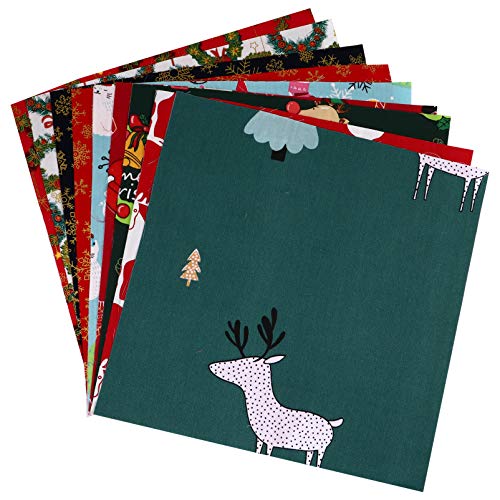 Inch) Christmas Cotton Fabric Squares Quilting Fabric Patchwork Precut Fabric Scraps for DIY Sewing Quilting for Xmas Sewing Scrapbooking Quilting Crafting(9.8 x 9.8 9Pcs