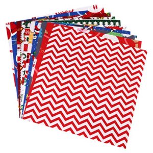 wrapper christmas cotton fabric bundles 9.8 x 9.8 inch sewing squares quilting fabric patchwork fat quarters precut xmas fabric scraps for diy quilting sewing patchwork xmas gift 10pcs