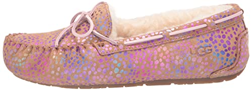 UGG Girls K Dakota Spots Slipper, Chestnut Sparkle Suede, 5 Big Kid