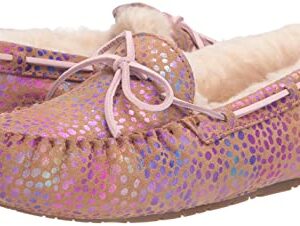 UGG Girls K Dakota Spots Slipper, Chestnut Sparkle Suede, 5 Big Kid