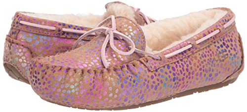 UGG Girls K Dakota Spots Slipper, Chestnut Sparkle Suede, 5 Big Kid