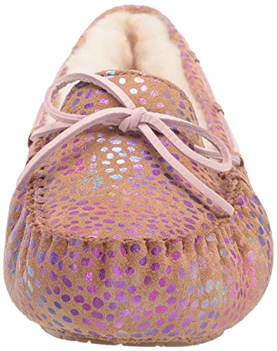 UGG Girls K Dakota Spots Slipper, Chestnut Sparkle Suede, 5 Big Kid