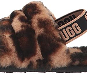 UGG Girls T Fluff Yeah Slide Panther Print Slipper, Butterscotch, 11 Little Kid