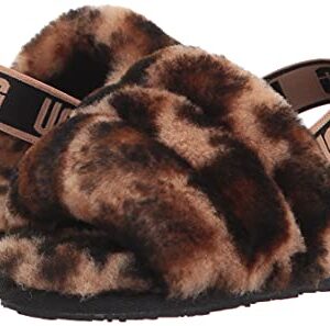 UGG Girls T Fluff Yeah Slide Panther Print Slipper, Butterscotch, 11 Little Kid