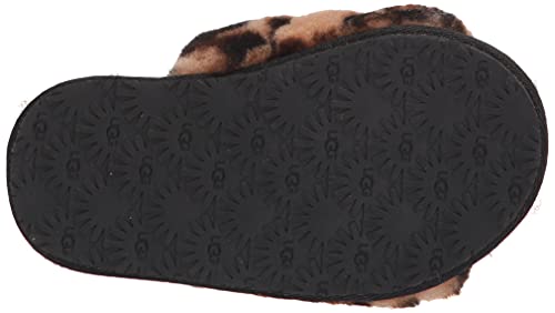 UGG Girls T Fluff Yeah Slide Panther Print Slipper, Butterscotch, 11 Little Kid