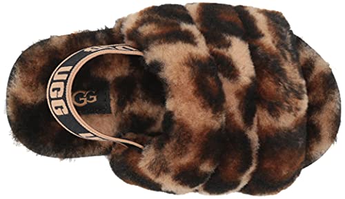 UGG Girls T Fluff Yeah Slide Panther Print Slipper, Butterscotch, 11 Little Kid