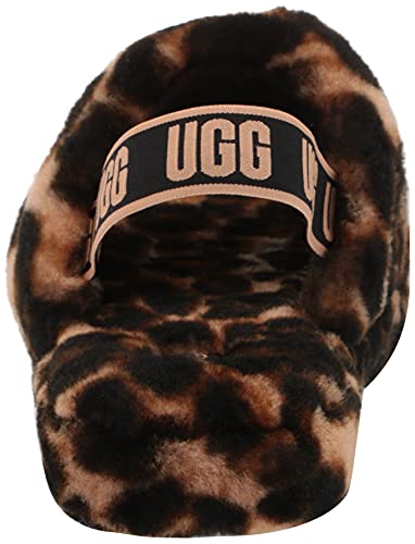 UGG Girls K Fluff Yeah Slide Panther Print Slipper, Butterscotch, 5 Big Kid