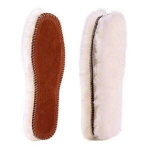 bacophy 2 pairs sheepskin fleece inserts genuine thick insoles for women, premium warm fluffy wool replacement cozy breathable inner soles for shoes boots slippers