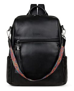 fadeon leather backpack purse for women designer travel backpack purses pu fashion ladies shoulder bag with tassel black