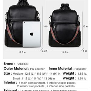 FADEON Leather Backpack Purse for Women Designer Travel Backpack Purses PU Fashion Ladies Shoulder Bag with Tassel Black