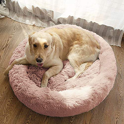 MFOX Calming Dog Bed (L/XL/XXL/XXXL) for Medium and Large Dogs Comfortable Pet Bed Faux Fur Donut Cuddler Up to 25/35/55/100lbs