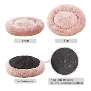 MFOX Calming Dog Bed (L/XL/XXL/XXXL) for Medium and Large Dogs Comfortable Pet Bed Faux Fur Donut Cuddler Up to 25/35/55/100lbs