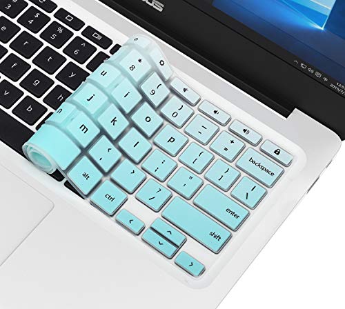 CaseBuy Premium Keyboard Cover for ASUS Chromebook Flip C433 C434 2 in 1 14" Laptop, Chromebook C302CA/C423NA/C425TA/C433TA/C434TA-DH342T DSM4T DS384T C523NA Keyboard Skin, Ombre Mint