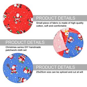 Healifty Christmas Fabric 13Pcs Christmas Cotton Fabric Bundles Patchwork Precut Fabric Scraps Quilting Fabric Sheets for DIY Christmas Stocking Tree Wreath Doll Quilted Fabric Drapery