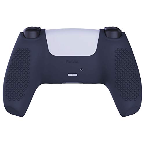 eXtremeRate PlayVital Midnight Blue 3D Studded Edition Anti-Slip Silicone Cover Skin for ps5 Controller, Soft Rubber Case Protector for ps5 Controller with 6 Black Thumb Grip Caps