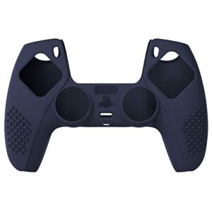 eXtremeRate PlayVital Midnight Blue 3D Studded Edition Anti-Slip Silicone Cover Skin for ps5 Controller, Soft Rubber Case Protector for ps5 Controller with 6 Black Thumb Grip Caps