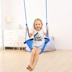 ROPECUBE Kids Swing Seat, Hand-Knitting Toddler Swing, Swing Seat for Kids with Adjustable Ropes, Kids Tree Swing Porch Swing Rope Swing Seat, for Outdoor Indoor, Playground, Backyard(Blue)