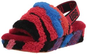 ugg women's fluff yeah slipper, red cali collage, 6