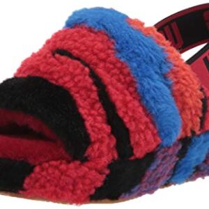 UGG Women's Fluff Yeah Slipper, Red Cali Collage, 6