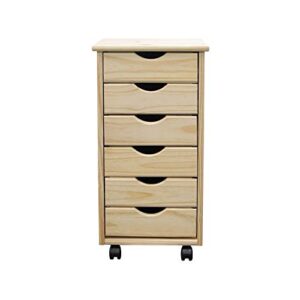 adeptus original roll cart, solid wood, 6 drawer narrow drawers roll carts, unfinished