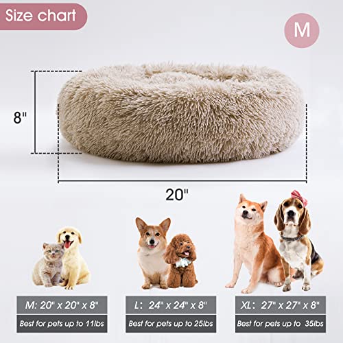 Calming Dog Bed & Cat Bed, Anti-Anxiety Donut Cuddler Warming Cozy Soft Round Fluffy Faux Fur Plush Cushion bed for Small Medium Dogs and Cats (20"/24"/27"/30")