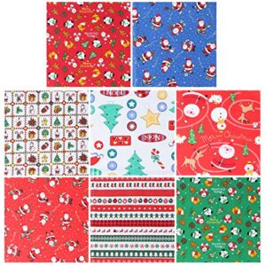 Healifty Fabrics 8Pcs Christmas Cotton Fabric Sheet Patchwork Cloth Quilting Precut Scraps Sewing Fabric Bundles for DIY Christmas Stocking Tree Wreath Doll 25x25cm Drapery